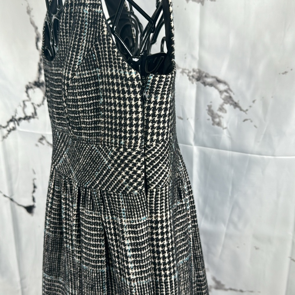 Zara Basic Plaid Jumper Houndstooth Wool Blend Midi Shift School Girl Academia - Picture 6 of 11
